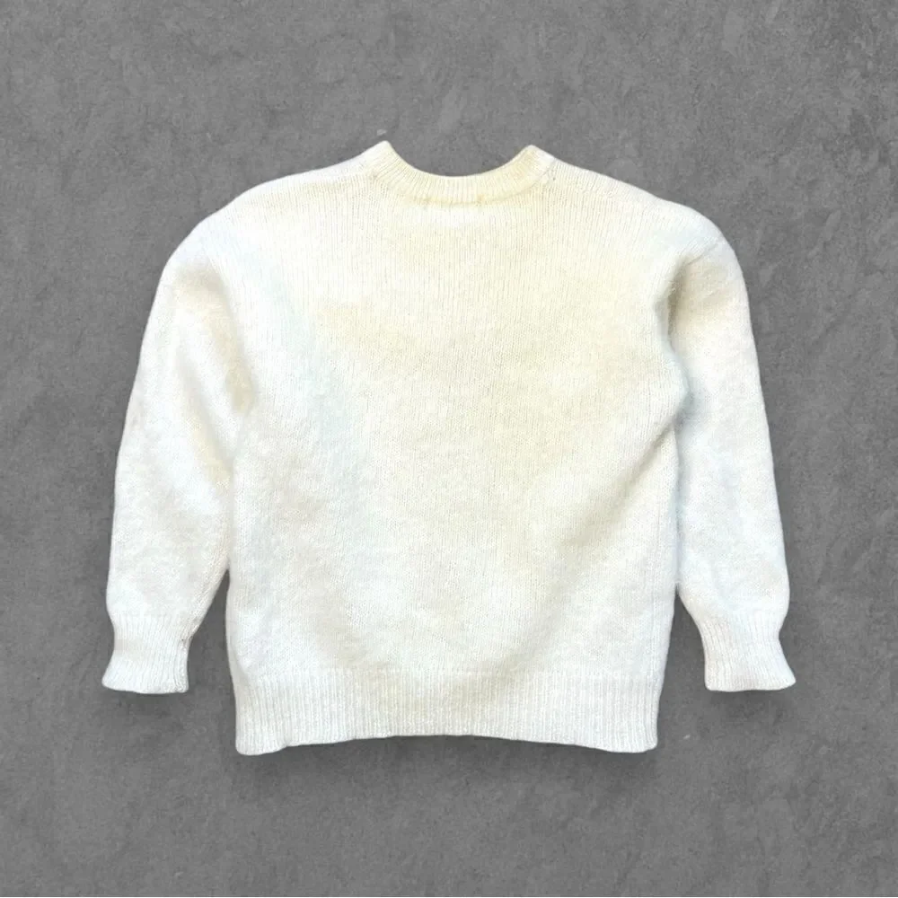 Vtg 70s Tidi Cream Mohair Fuzzy Sweater, Soft Long Hair, Mom Grandma S 60s - Picture 2 of 6